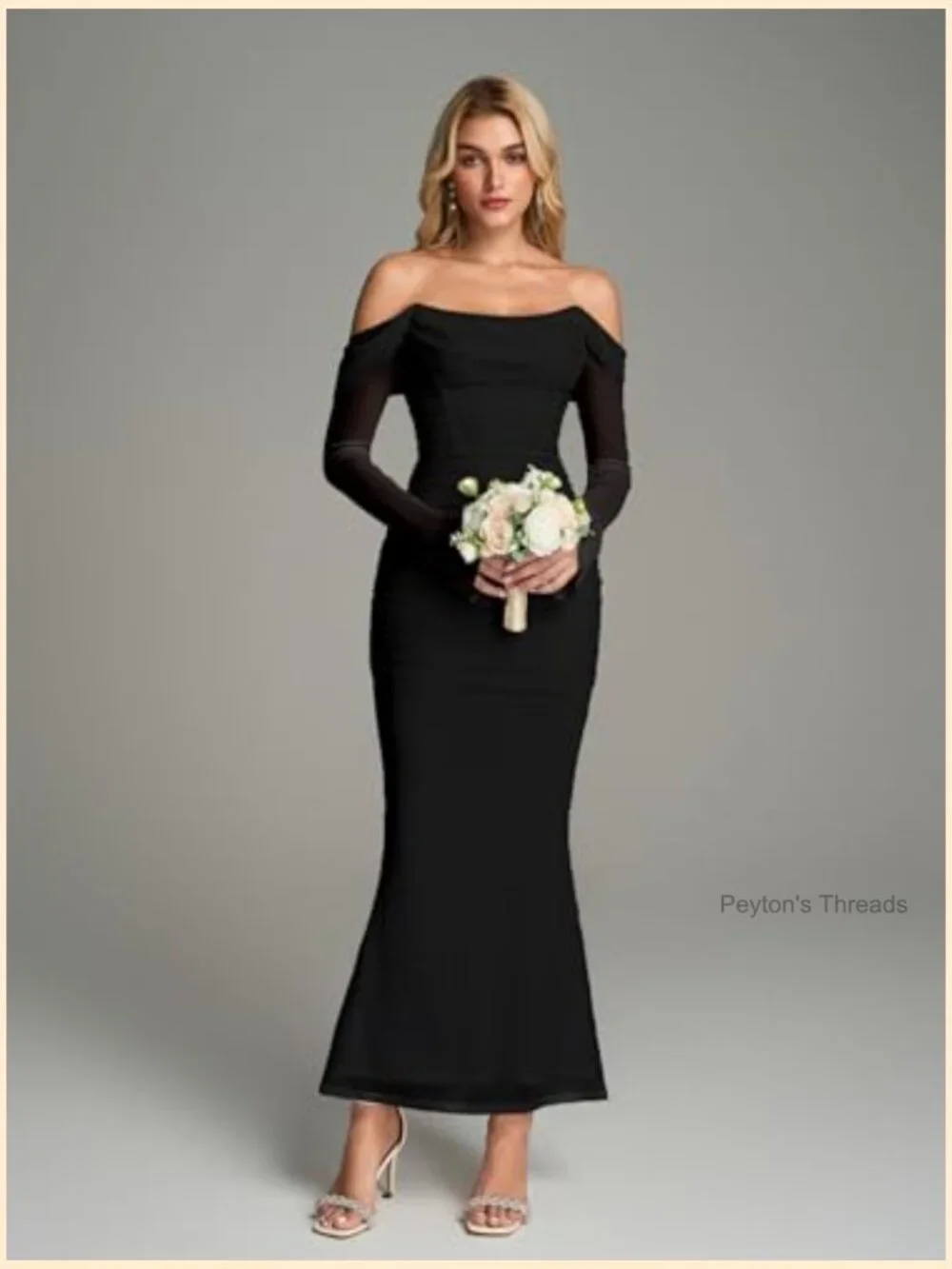 Off Shoulder Long Sleeve Maxi Dress Corset Bodycon Ruched Cocktail Dress - Picture 2 of 7